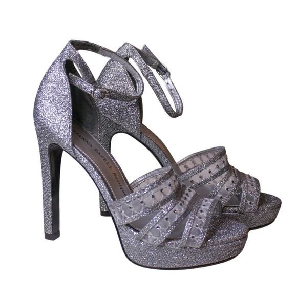 Adrianna Papell Boutique Silver Glitter Platform High Heel Sandals 8.5 - Picture 3 of 5